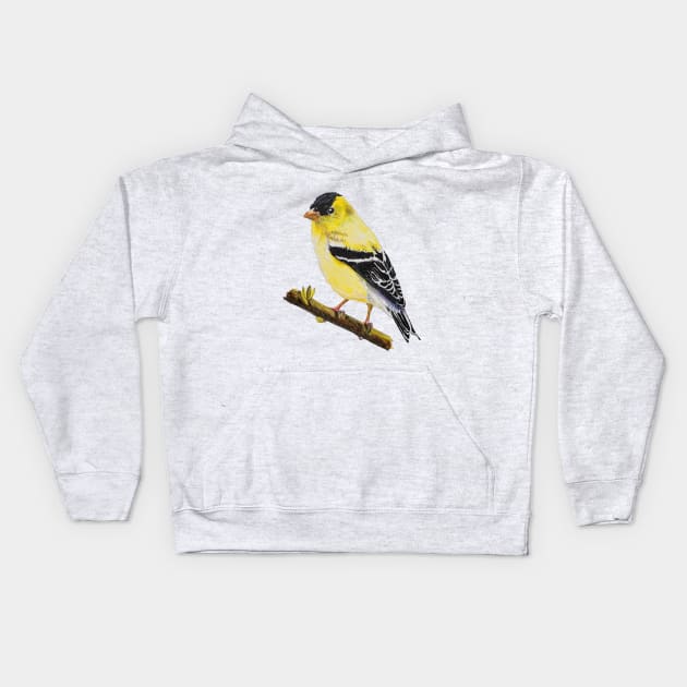 American Goldfinch Drawing (no background) Kids Hoodie by EmilyBickell